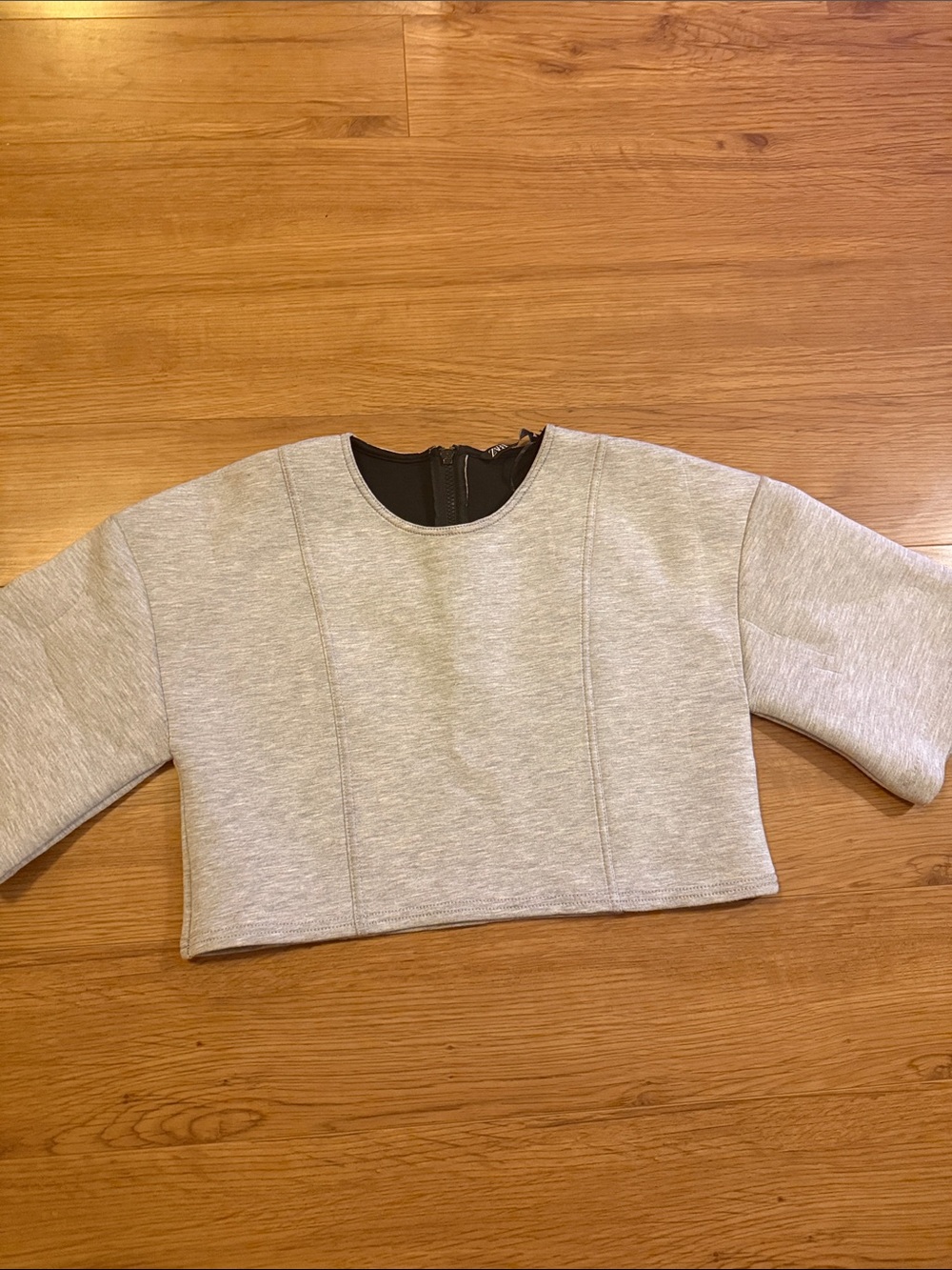 Zara Cropped Crewneck Sweatshirt - Light Gray
